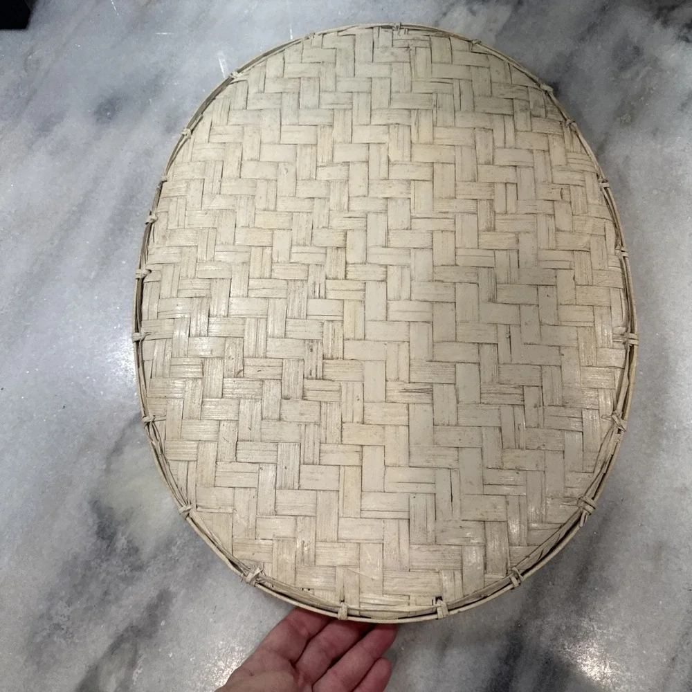 Vintage Woven Basket Christmas Serving Tray/wall‎ Hanging Poinsettia
